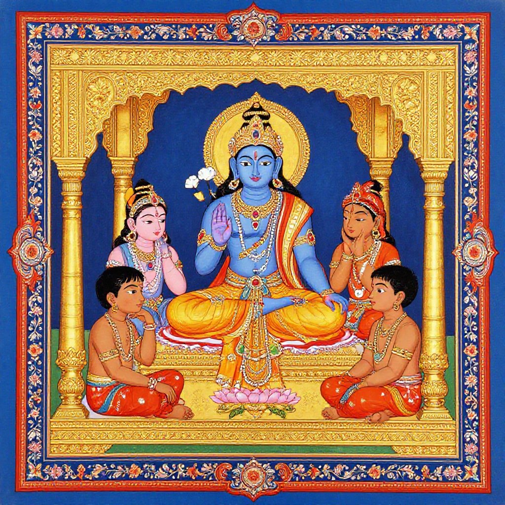 The gods retreating in defeat as demons advance from below, the heavens dimming above